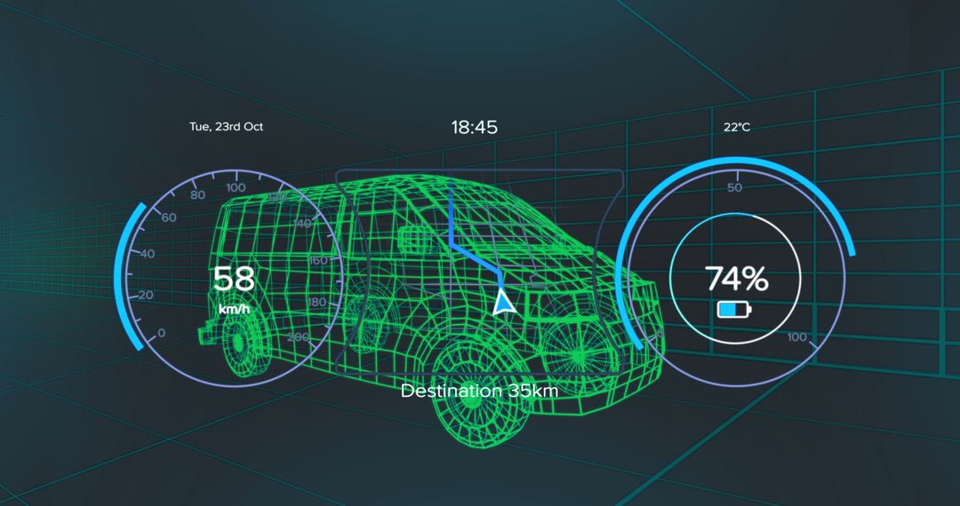 Futuristic Car Design with Digital Dashboard Interface