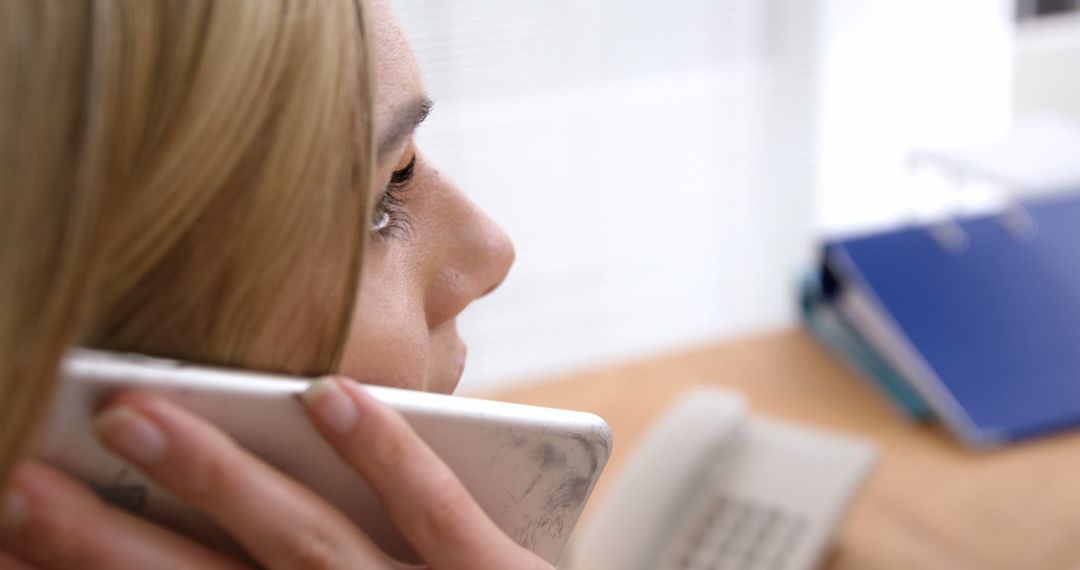 Close-up of Businesswoman Talking on Phone - Free Images, Stock Photos and Pictures on Pikwizard.com