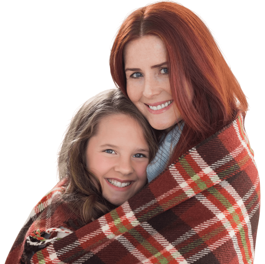 Happy Mother and Daughter Hugging on Transparent Background
