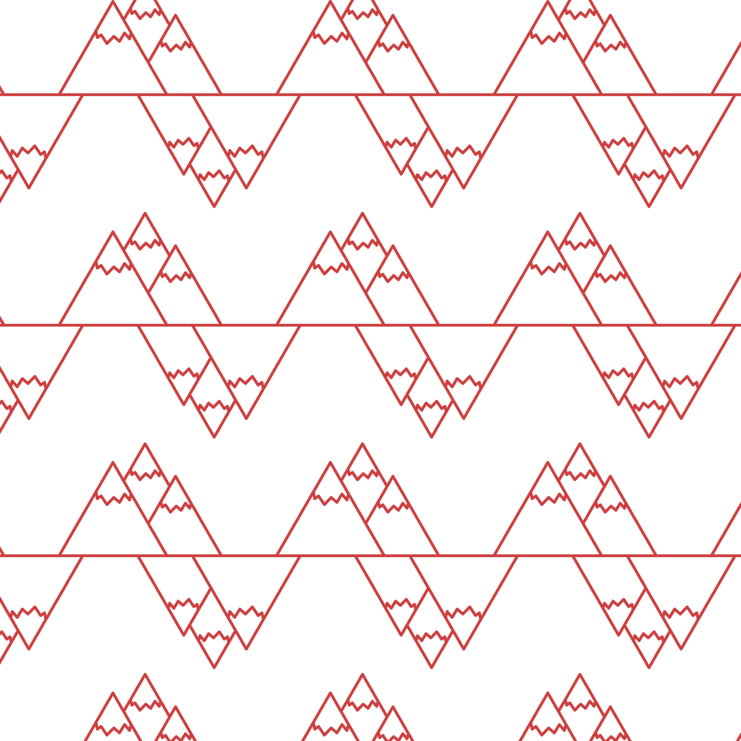 Red Geometric Mountain Pattern on Transparent Background