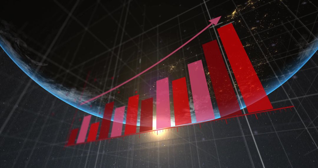 Rising Global Stock Market Trends Over Digital Globe Projection