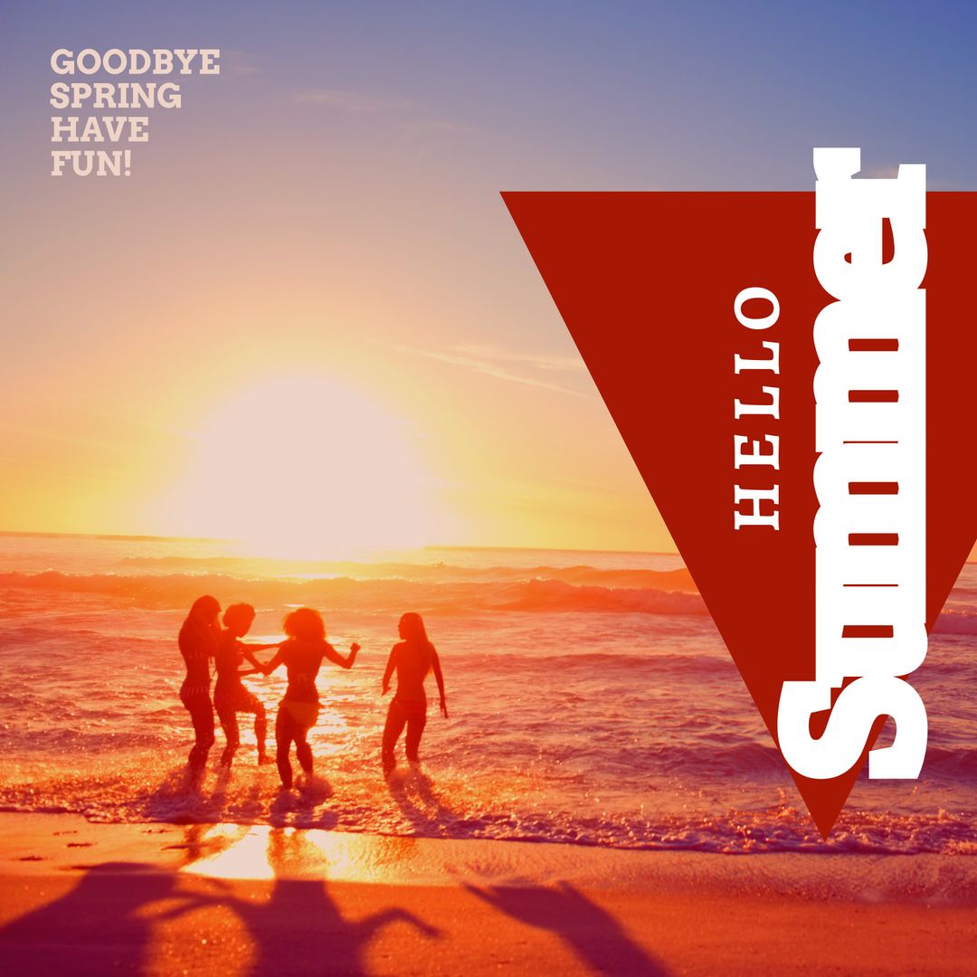 Silhouettes at Beach Embracing Summer Sunset Vibes