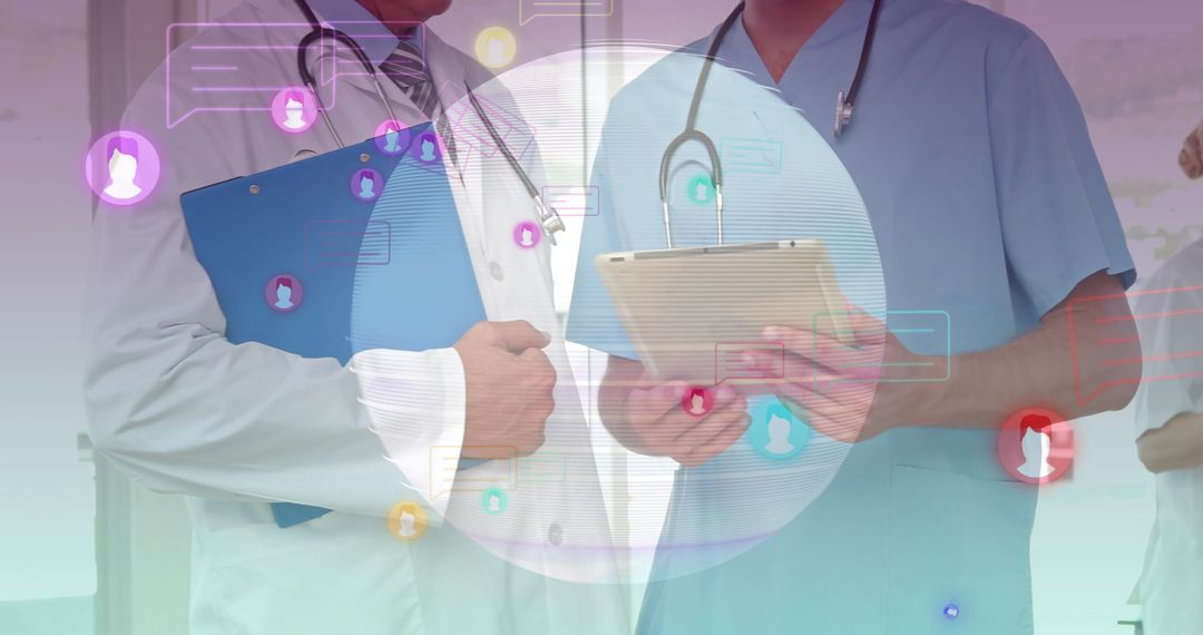 Doctors Using Digital Device in Medical Networking Concept