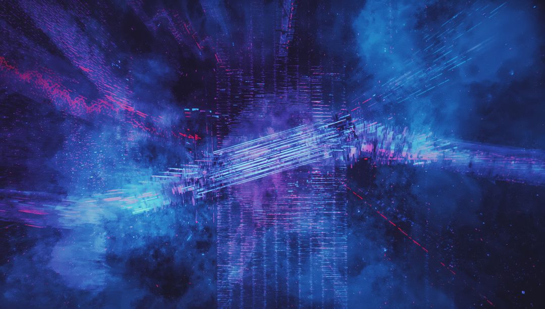 Futuristic Cybernetic Abstract with Glitch Artifacts