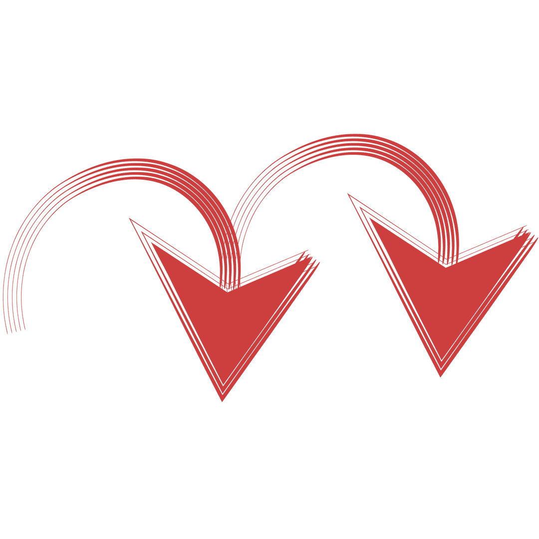 Red Curved Arrows Illustration on Transparent Background