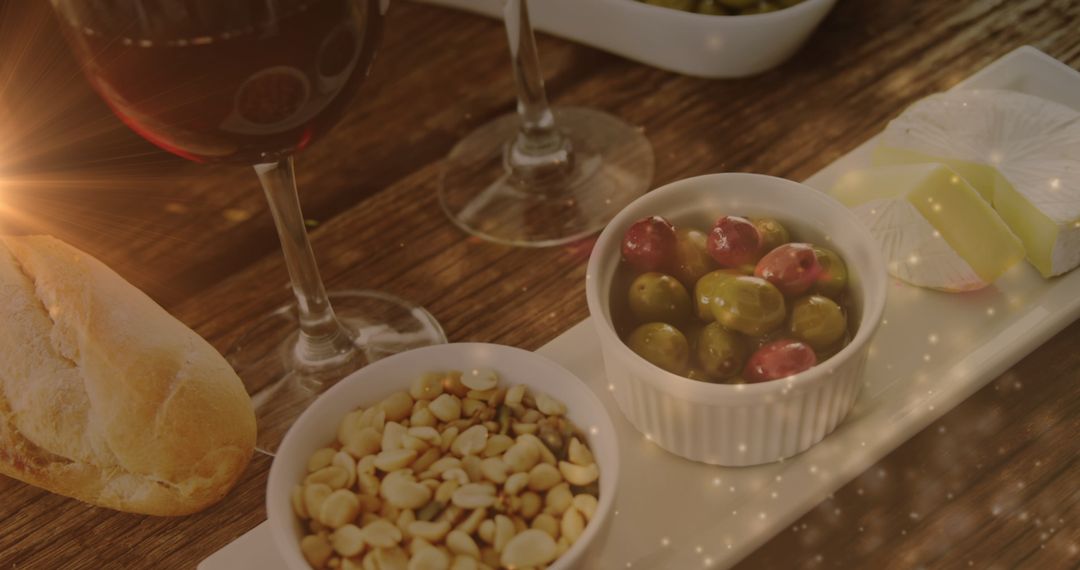 Gourmet Wine and Snack Platter on Rustic Table