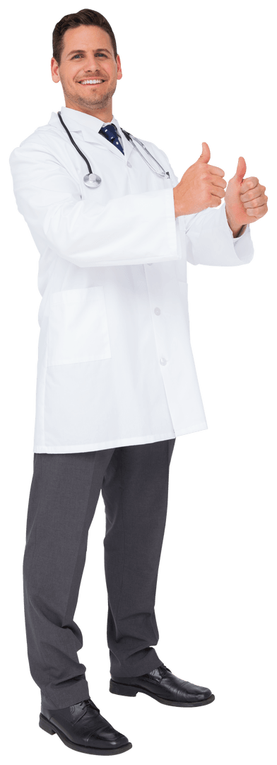 Confident Doctor Giving Thumbs Up on Transparent Background