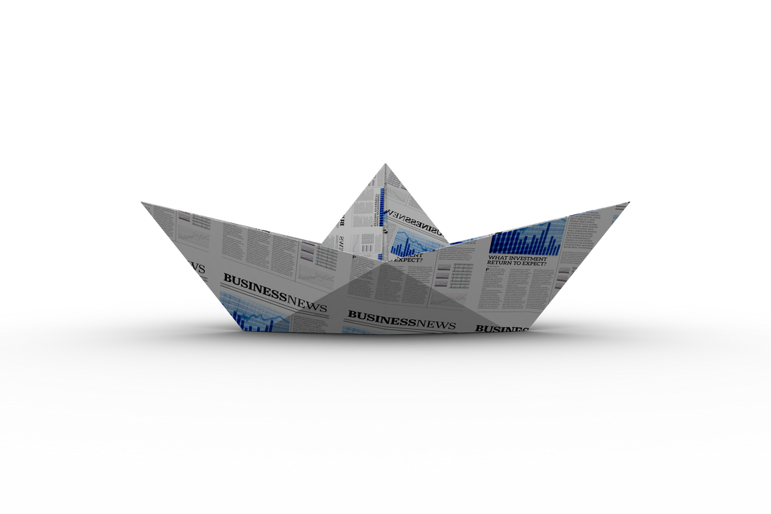 Transparent Origami Paper Boat with Business Newspaper Design - Download Free Stock Images Pikwizard.com