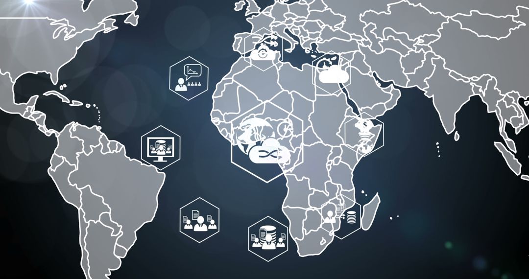 Global Network Connections Concept with World Map Overlay