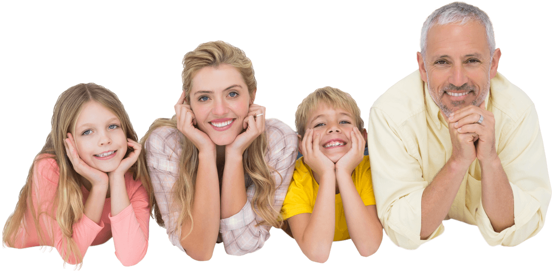 Happy Family Lying Down Smiling Transparent Background