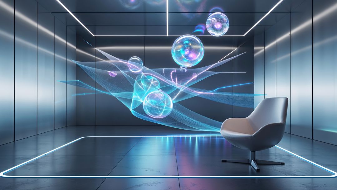 Futuristic Interactive Holographic Interface in Modern Tech Lab