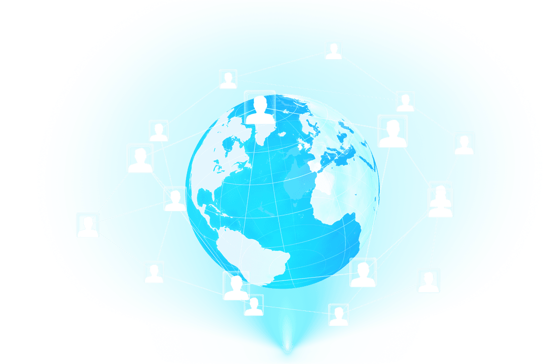 Transparent Globe with Connected User Network Bi Transparent Background