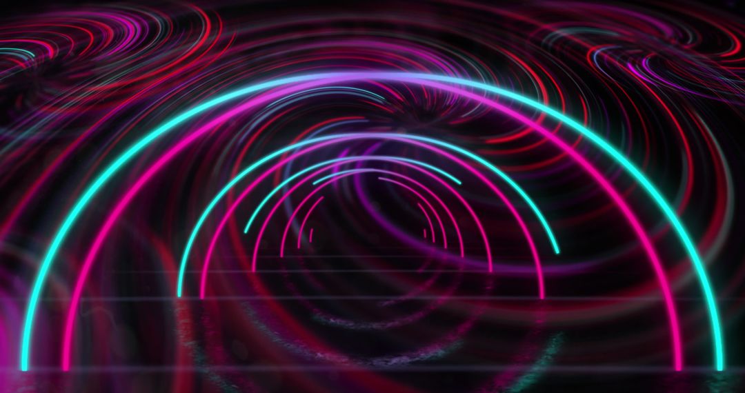 Dynamic Neon Arches and Swirling Energy