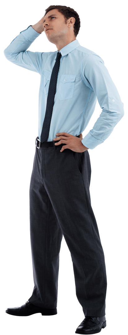 Transparent Background Thoughtful Businessman Considering Ideas