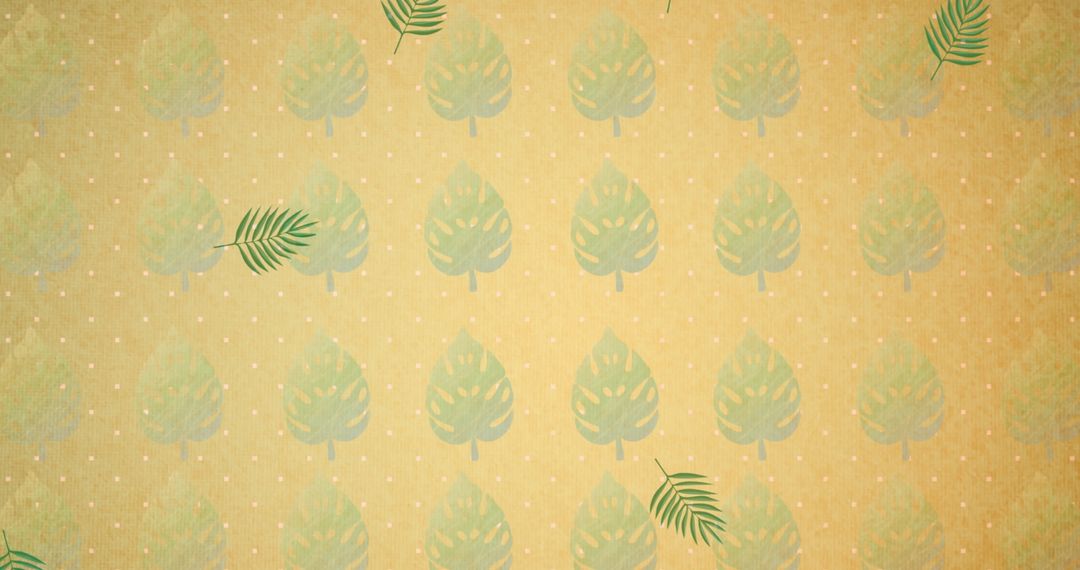 Tropical Leaf Pattern on Warm Orange Background