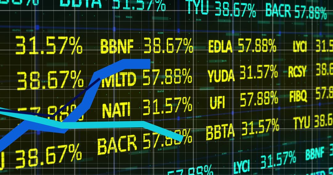 Blue Graphs Over Stock Market Data on Digital Screen