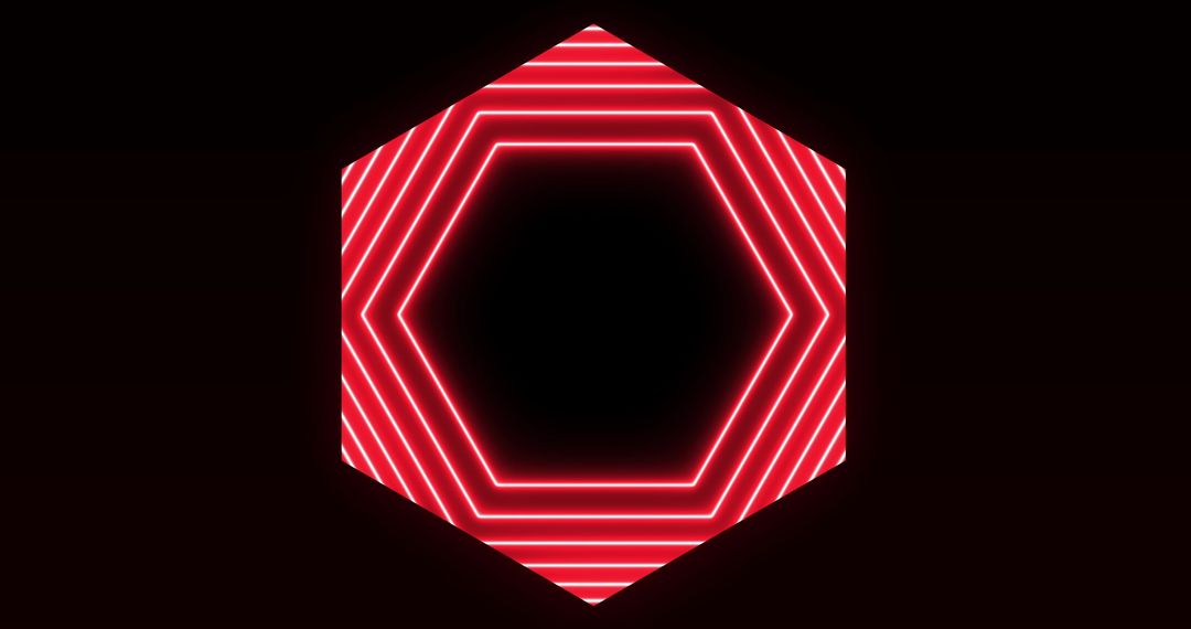 Abstract Neon Red Hexagon Light Pattern