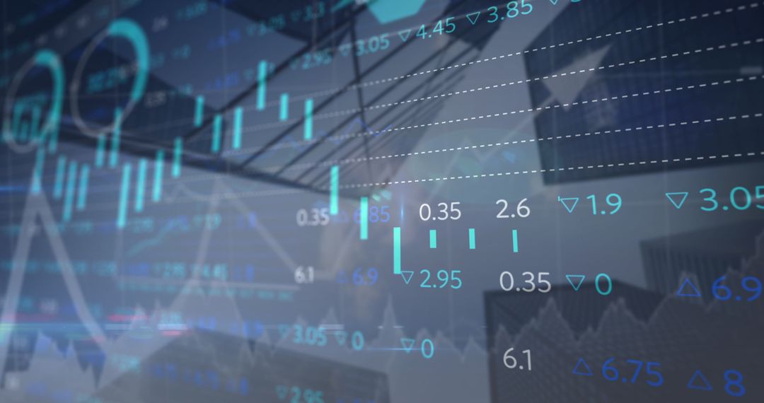 Financial Data and Graphs Over Modern Architecture