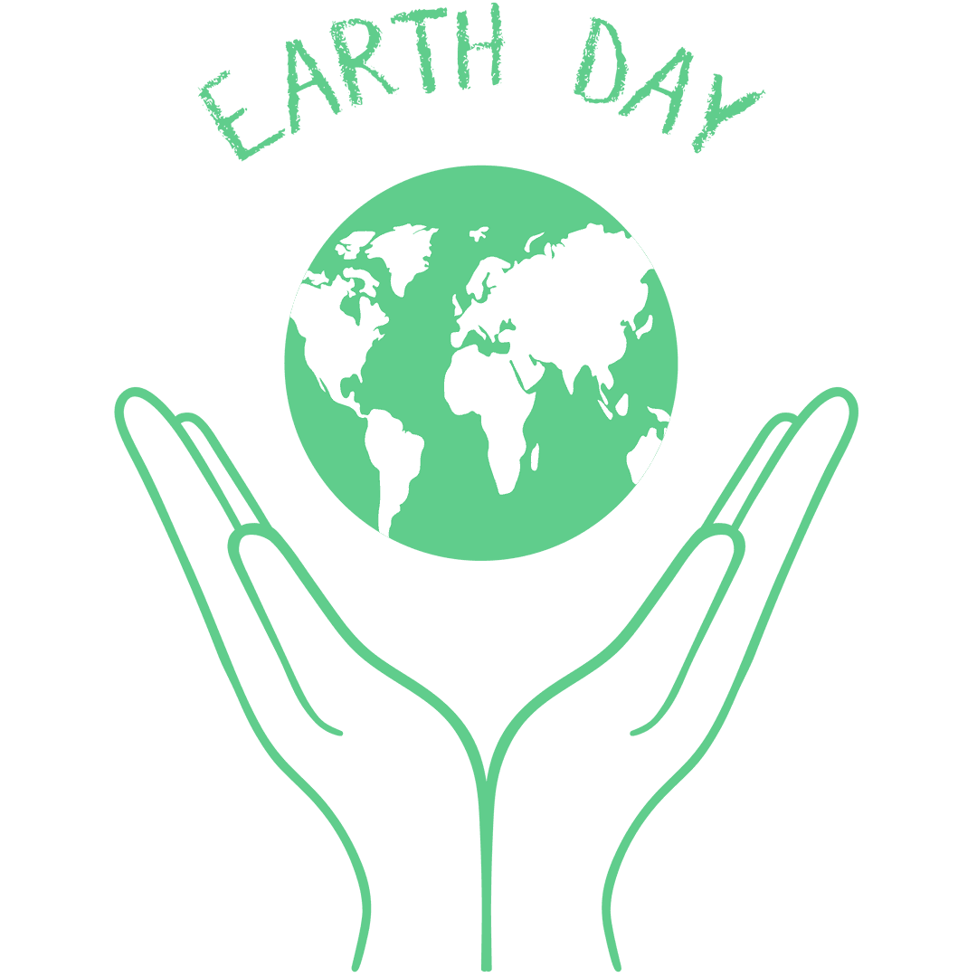 Transparent Earth Day Graphic with Globe and Hands