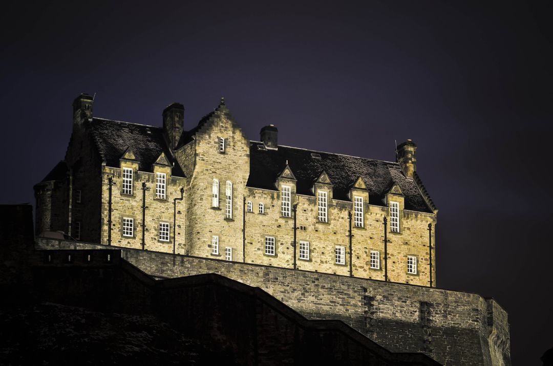 Historic Medieval Castle Illuminated at Night - Free Images, Stock Photos and Pictures on Pikwizard.com