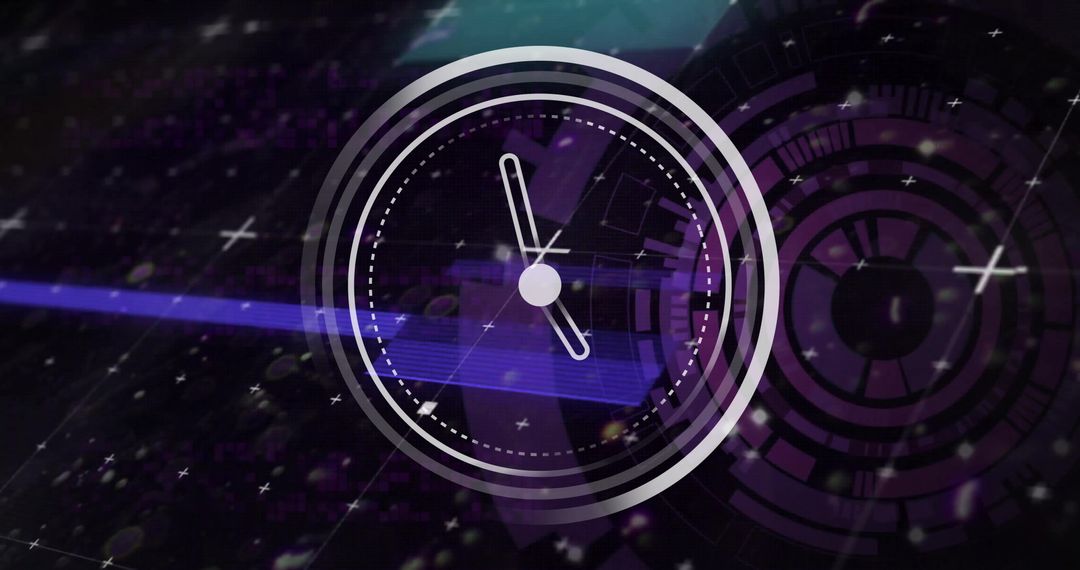 Digital Abstraction Clock Over Cyber Data Background