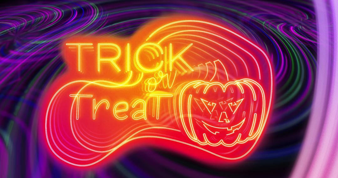 Neon Trick or Treat Halloween Celebration Sign
