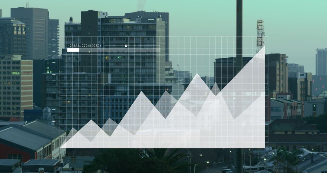 Financial Data Projection on Urban Skyline
