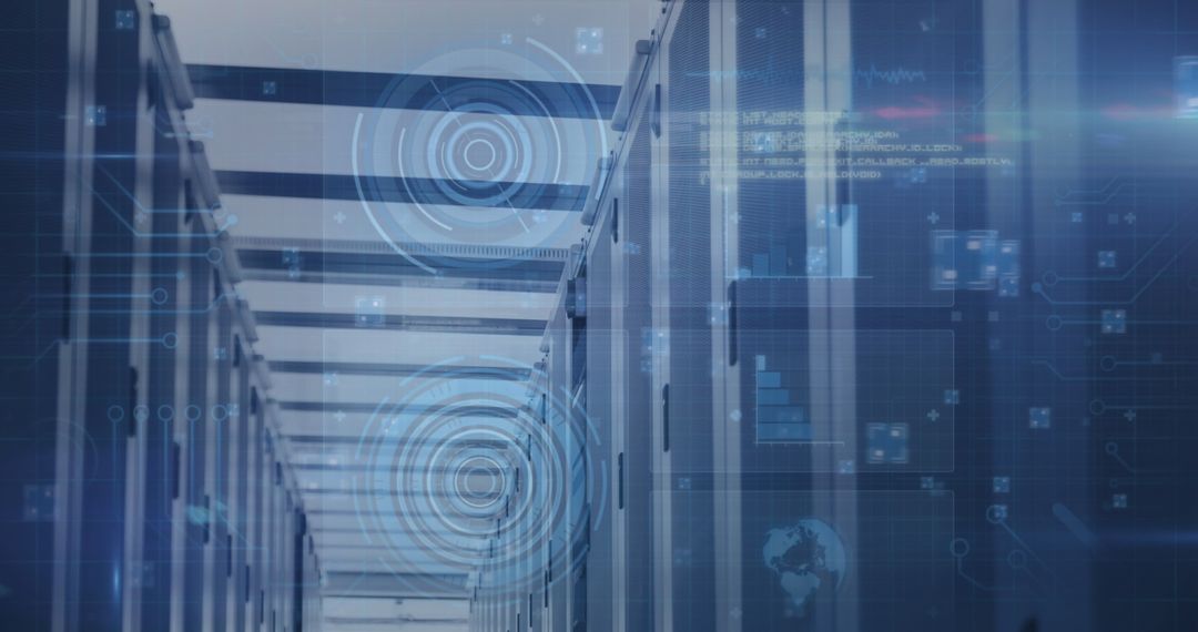 Digital Interface Overlays Data Center with Computer Servers