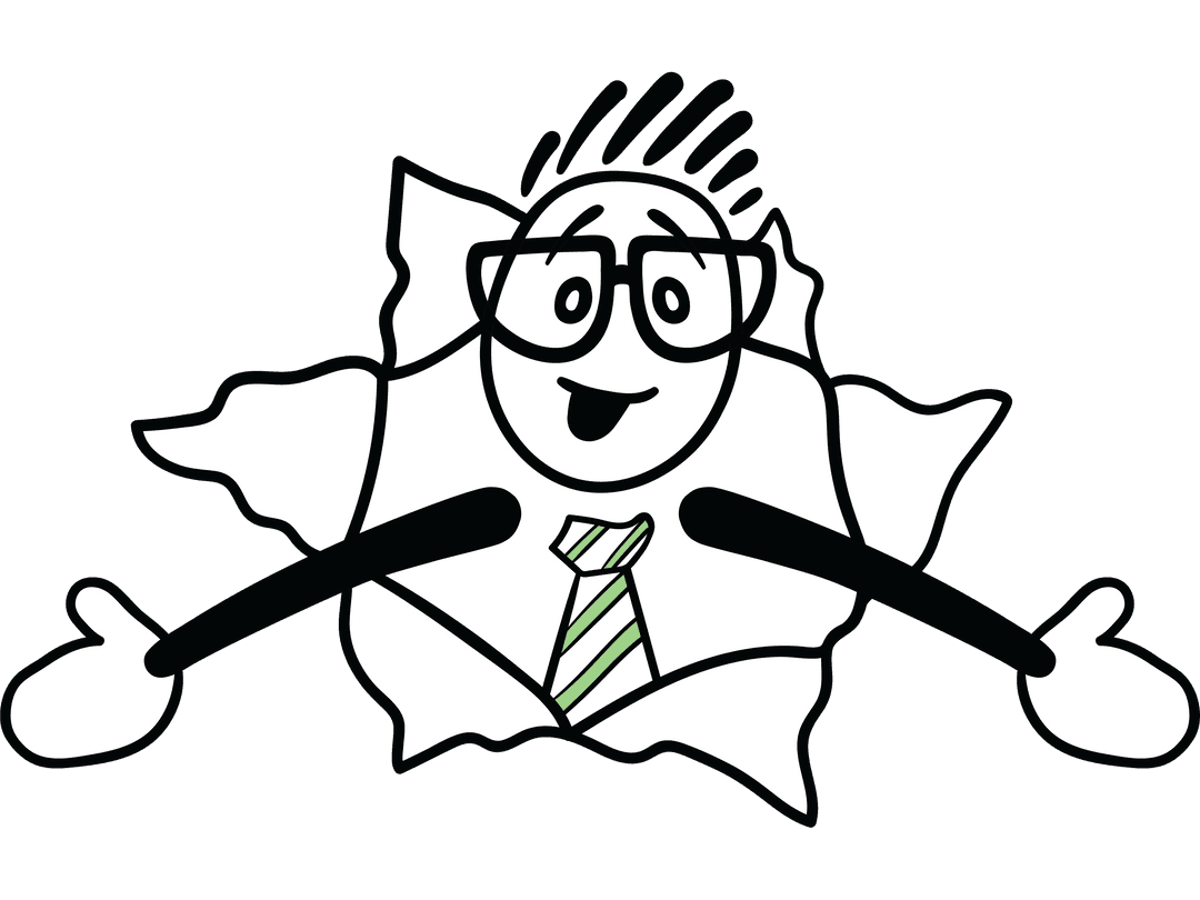 Happy Business Cartoon Character on Transparent Background Illustration
