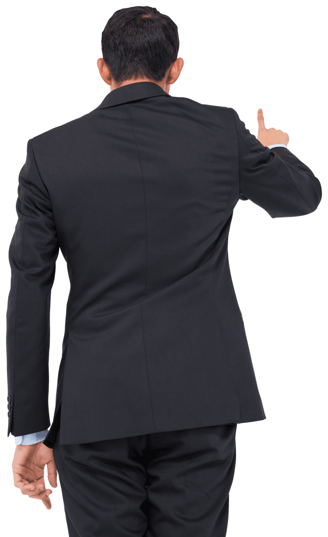 Transparent Businessman Operates Virtual Interface in Suit