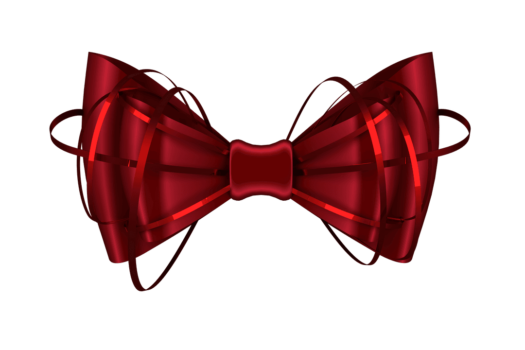 Red Bow Illustration on Transparent Background for Holiday Decoration