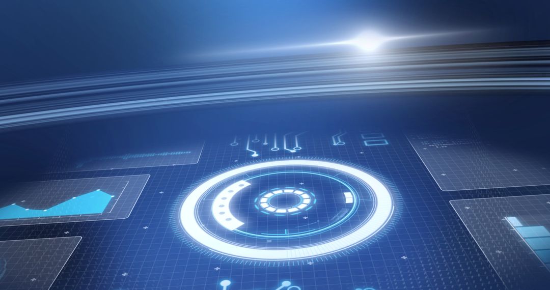 Futuristic digital interface with data analytics and scanning
