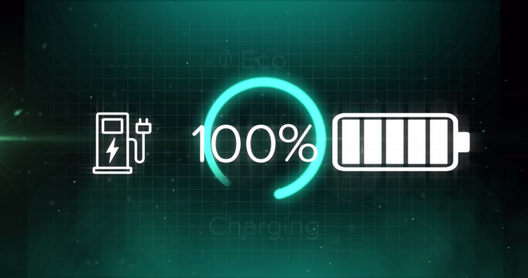 Electric Vehicle Charging at Full Capacity Displaying 100 Percent