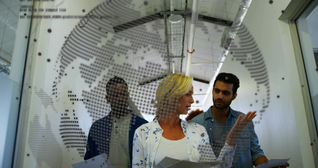 Team Collaborating Behind Geographical Partition in Modern Office