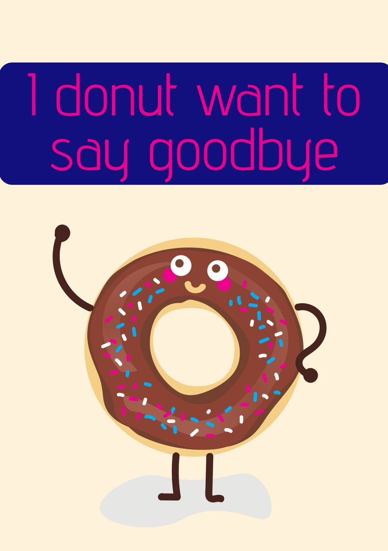 Cute Donut Farewell Graphic with Punny Message - Download Free Stock Templates Pikwizard.com