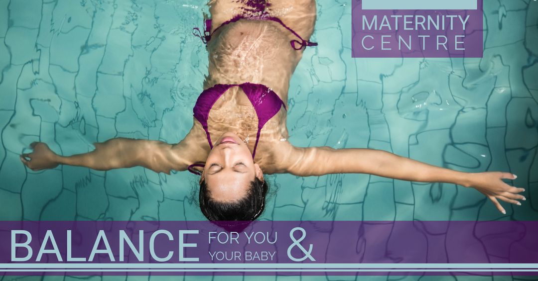 Pregnant woman relaxing in water promoting maternal wellness