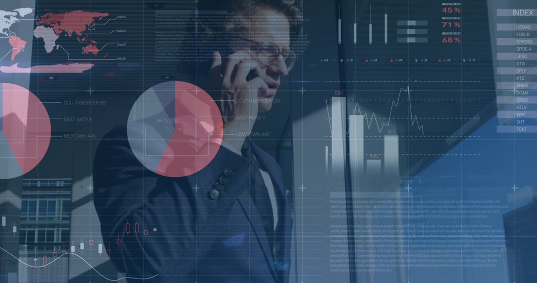 Caucasian Businessman Analyzing Digital Financial Data Interface