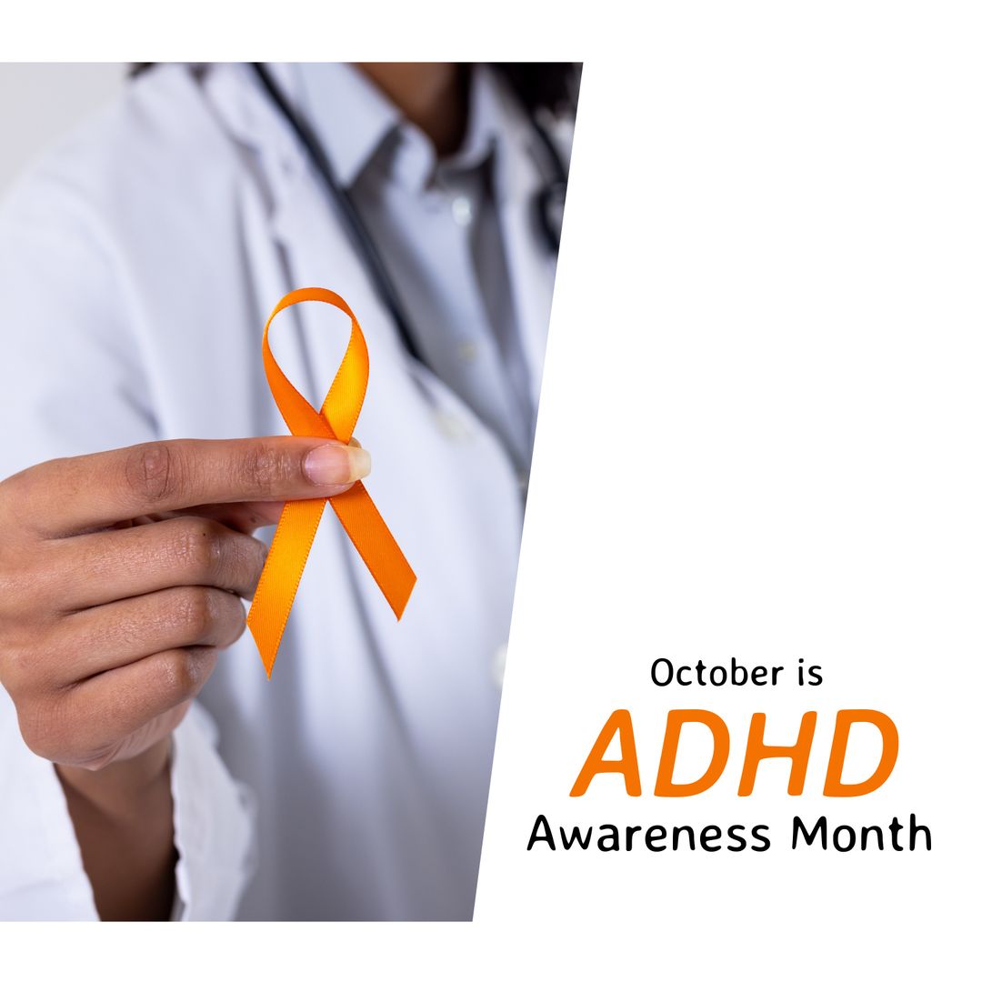 Health Professional Holding Orange Ribbon for ADHD Awareness Month