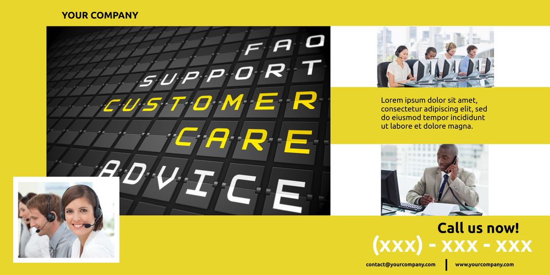 Customer Service Flyer with Support-Themed Crossword Design