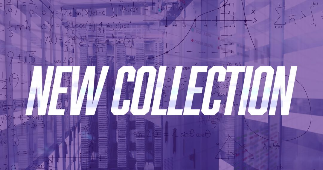 New Collection Technology Background with Mathematical Equations and Server Room