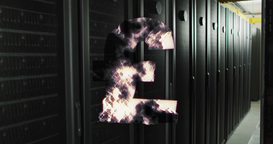 Pound Symbol Surrounded by Smoky Effect in Data Center