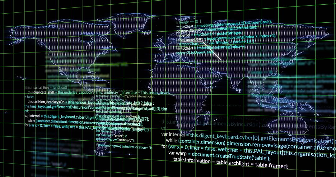 Digital Data Processing Overlaid on World Map