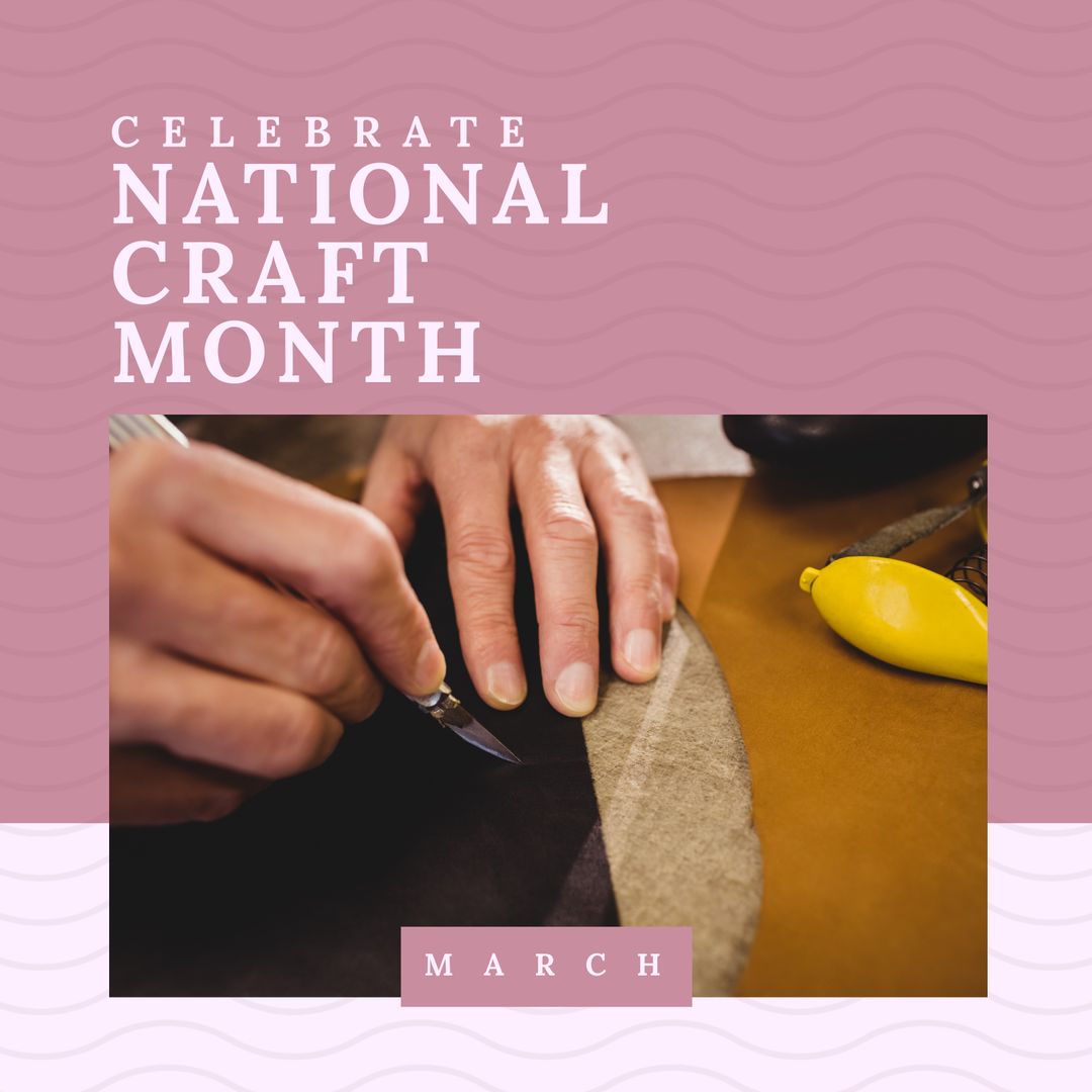 Hands Cutting Leather Craft Concept for National Craft Month