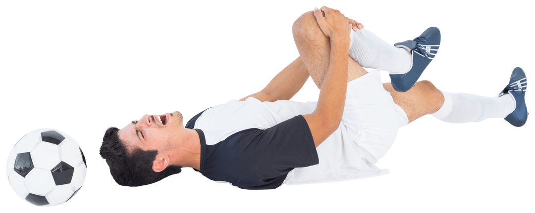 Hurt Football Player Lying Ground Holding Knee Transparent Design
