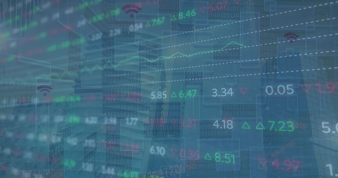 Digital Financial Market Data Visualization with Global Technology Overlay