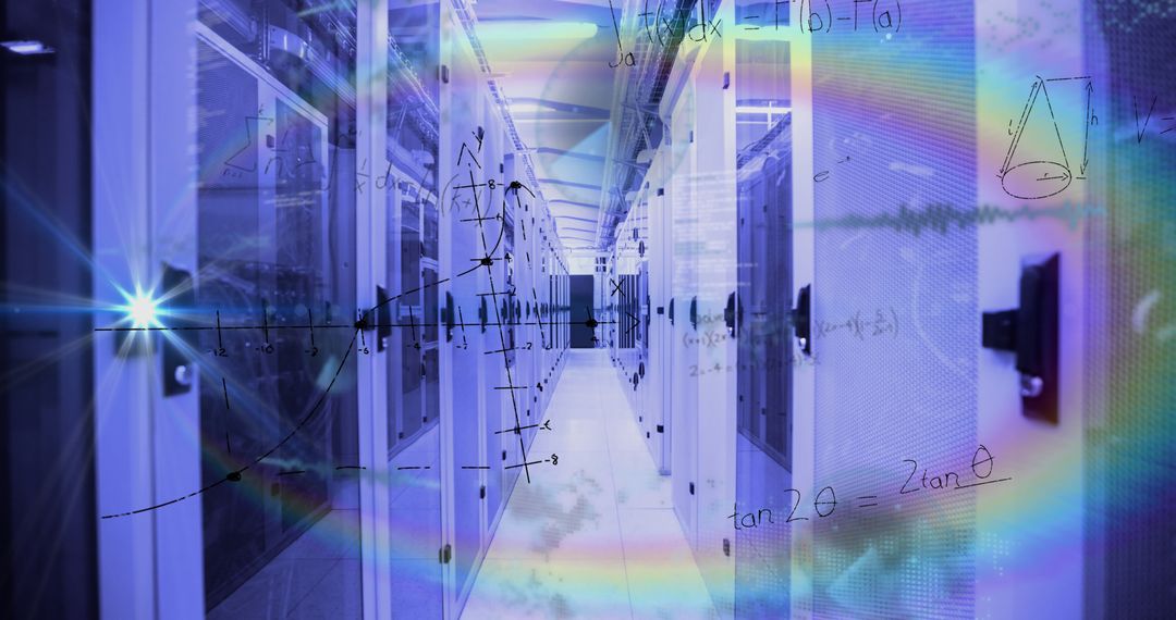 advanced data processing and mathematical concepts in server room - Free Images, Stock Photos and Pictures on Pikwizard.com