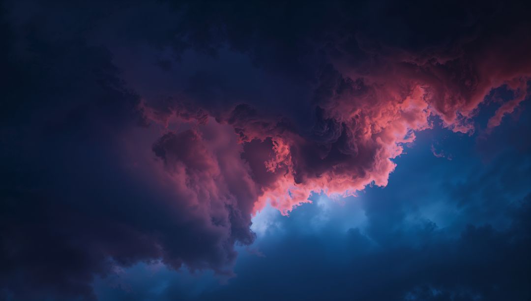 Dramatic Dusk Clouds with Pink and Red Illumination