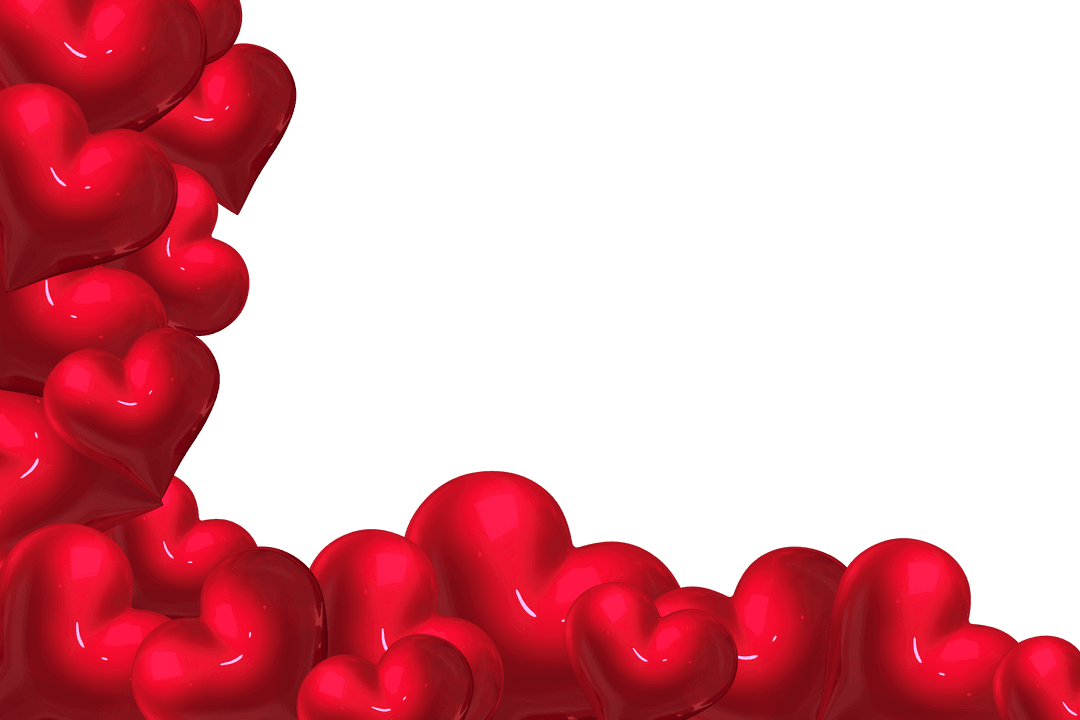 Cluster of Red Hearts Illustration On Transparent Background