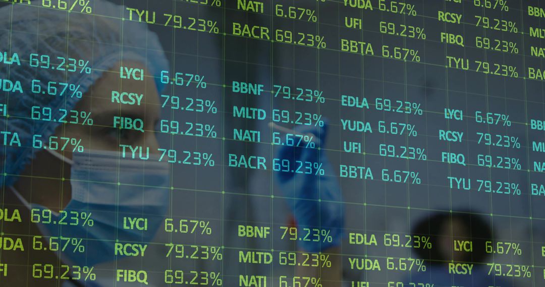 Medical Team Analyzing Data with Digital Overlay in Surgical Room