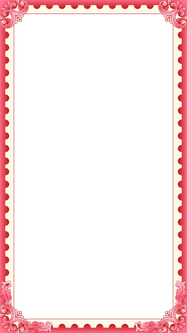 Transparent Vintage Elegant Ornate Frame with Scalloped Edges and Floral Scrollwork